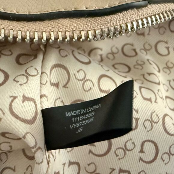 Guess - Tan Satchel Bag with contrast black trim & removable shoulder strap - Picture 5 of 7